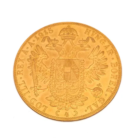 Kultaraha Frans Josef I, 4 dukaattia, Itävalta-Unkari, 1915, 986, Paino: 14 g