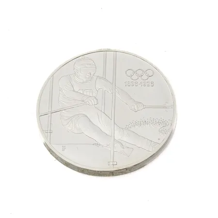 Olympiaraha, 100th Anniversary of the Olympics, The Slalom Skier, nimellisarvo 200 Schilling, 925, Paino: 33,8 g