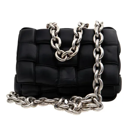 Käsilaukku, Bottega Veneta Chain Cassette, musta nahka, vähäistä kulumaa, kuittikopio Luxbag