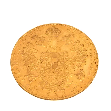 Kultaraha Frans Josef I, 4 dukaattia, Itävalta-Unkari, 1915, 986, Paino: 14 g