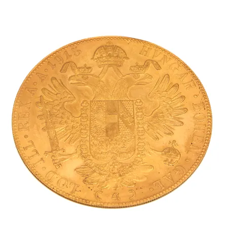 Kultaraha Frans Josef I, 4 dukaattia, Itävalta-Unkari, 1915, 986, Paino: 14 g
