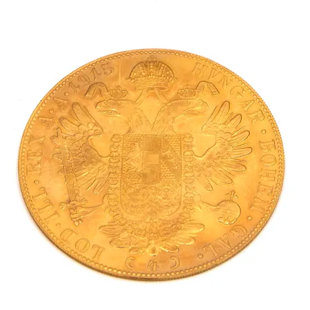 Kultaraha Frans Josef I, 4 dukaattia, Itävalta-Unkari, 1915, 986, Paino: 14 g