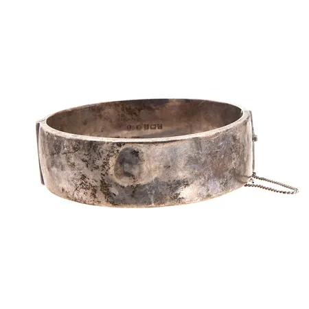 Kuvioitu rannerengas, käytön jälkiä, leveys 19,3mm, Ø 57mm, 925, Paino: 27,4 g