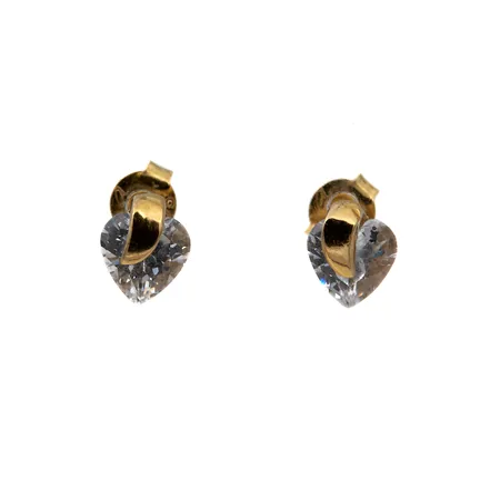 Kivikorvakorut, korkeus 6mm, kivissä kulumaa, 585br,  Paino: 1,3 g