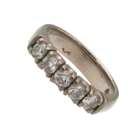 Timanttisormus 5xn.0.16ct, koko 17, käytön välkiä, valkokulta, 585, Paino: 6 g