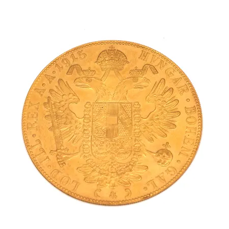 Kultaraha Frans Josef I, 4 dukaattia, Itävalta-Unkari, 1915, 986, Paino: 14 g