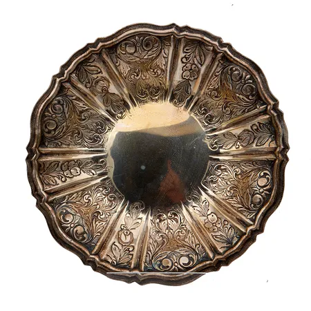 Hopea kulho, Ø 25,5cm, pohjassa monogrammi kaiverrus, 830,  Paino: 369,7 g