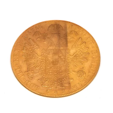 Kultaraha Frans Josef I, 4 dukaattia, Itävalta-Unkari, 1915, 986, Paino: 14 g
