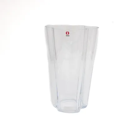 Aalto-maljakko, Iittala, korkeus 220mm, laserkaiverrus Iittala, kirkas, uudenveroinen, alkuperäinen laatikko.