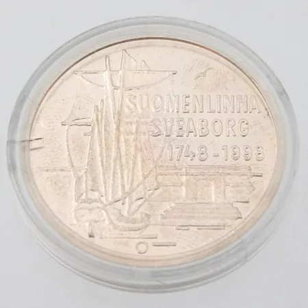 Hopeinen juhlaraha, Suomenlinna 250-vuotta, 100 mk, 925,  Paino: 22,1 g