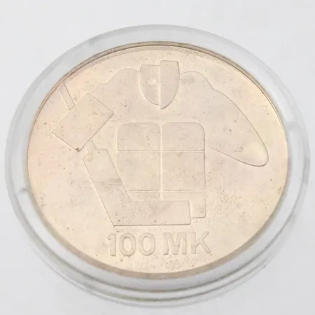 Juhlaraha, Jääkiekon MM-kilpailut 1991, nimellisarvo 100mk, 830, Paino: 24,1 g