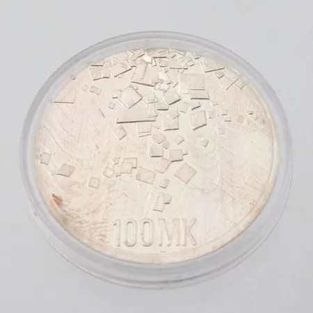 Juhlaraha, 100 Markkaa 1917-1992, Itsenäinen Suomi 75 vuotta, 925, Paino: 24 g
