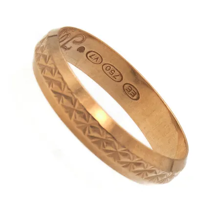 Kuvioitu sormus, kaiverrettu, koko 17¾, 750, Paino: 2,6 g