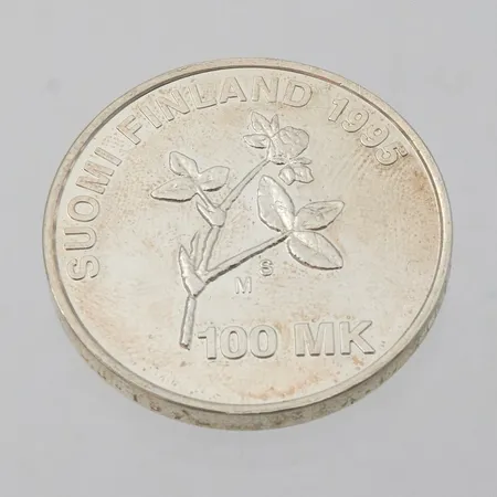 Juhlaraha, A.I.Virtanen 1895-1995, nimellisarvo 100mk, 925, Paino: 24,2 g