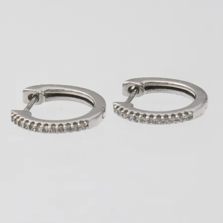 Timanttikorvarenkaat 24xn.0.005ct, Ø14mm, Kultajousi rasia ja todistus, 585 valkokulta, Paino: 2 g