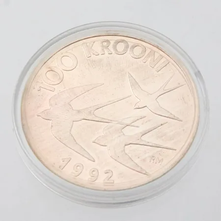 Juhlaraha, 100 krooni 1992, 925,  Paino: 24 g