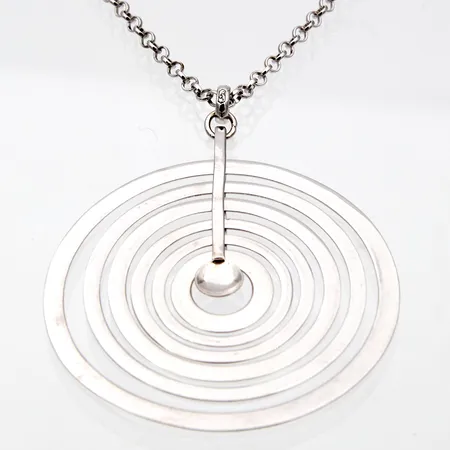 Kaulakoru, Kultakeskus, Hopeakuu, design Tapio Wirkkala, pituus 59cm, leveys 2mm, Ø 40mm, 925, Paino: 14 g