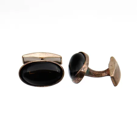 Onyx-kalvosinnapit, pituus 20mm, leveys 10mm, KREAB kaiverreus, 925br,  Paino: 9,9 g