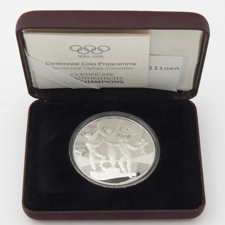 Juhlaraha Olympialaiset 1896-1996, Sankarit, Ranska, mukana alkuperäinen rasia ja aitoustodistus, 925, Paino: 33,6 g