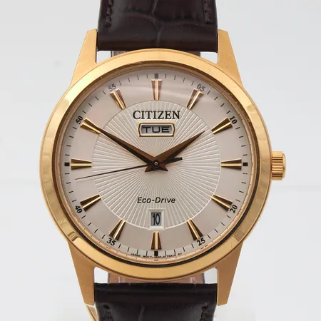 Teräsrannekello citizen eco-drive J800-S128293, Ø 41mm, nahkarannekkeella.