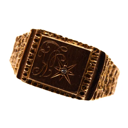 Viallinen kultasormus timantilla 1xn.0.005ct, 585, Paino: 6 g