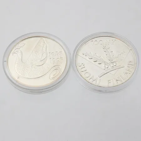 Kaksi hopearaha, 100 Markkaa, United Nations 1995, 925, Paino: 48 g