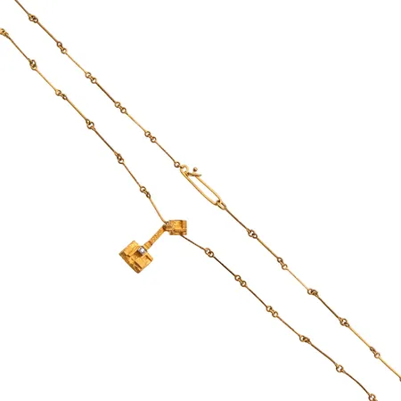 Timanttikaulakoru, 0.02ct/8, Thai, Lapponia, pituus 60cm, korkeus 25mm, leveys 5-9mm, valmistettu 1976, 585br,  Paino: 4,9 g