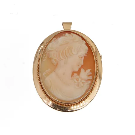 Camee-rintaneula riipuslenkillä, korkeus 45mm, 585br,  Paino: 10,2 g