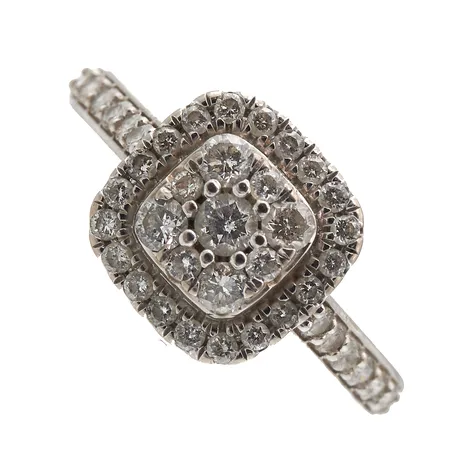 Timanttisormus 1xn.0.08ct 4xn.0.04ct 32xn.0.01ct, koko 16, Kultajousi Oy, 585, Paino: 3,2 g