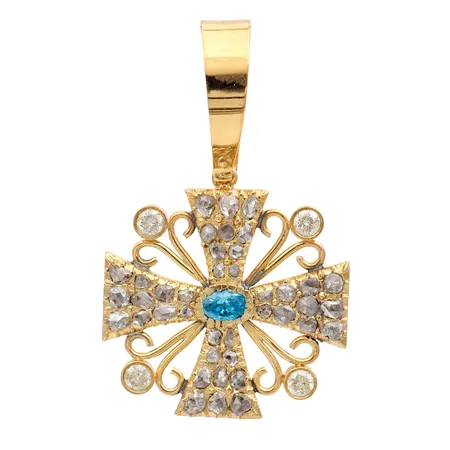 Timanttiriipus 40xn.0.01-0.10ct vanhahiontaisia ja 4xn.0.18ct briljantti korkeus 52mm, käytön jälkiä, leimaamaton 750br,  Paino: 12,2 g