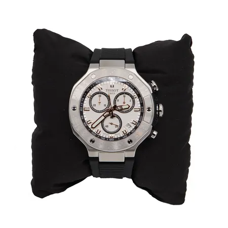 Teräsrannekello Tissot, T-Race Chrolograph, T1414171701100, Quartz, taulun 45mm, kumiranneke, laatikko