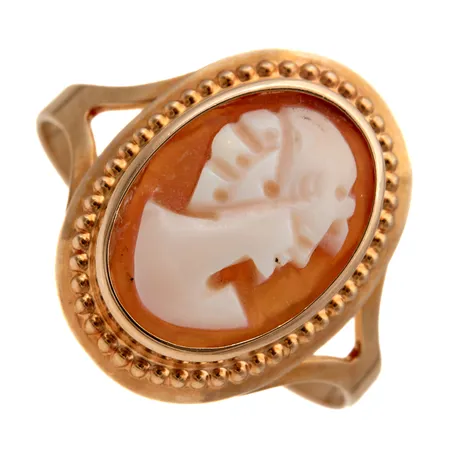 Camee-sormus, koko 18, 585br,  Paino: 1,8 g