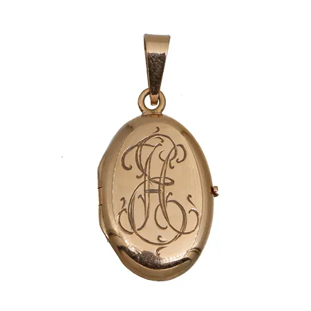 Medaljonki, korkeus 30mm, kaiverrettu, 585br,  Paino: 2,4 g