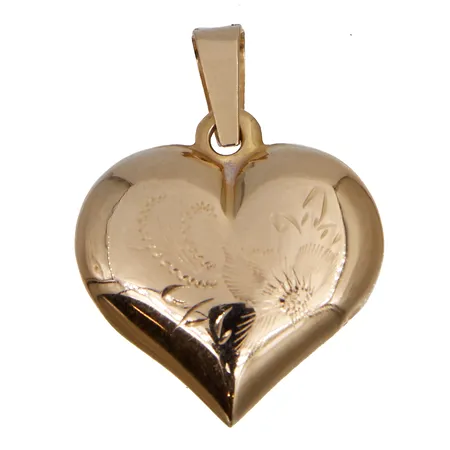 Kuvioitu sydänriipus, korkeus 24mm, 585, Paino: 1,3 g