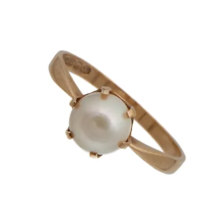 Helmisormus, koko 17½, helmen istutus löystynyt, 585br,  Paino: 1,7 g