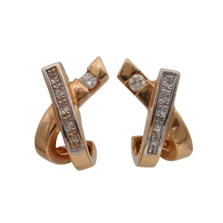 Timanttikorvakorut, 2xn.0.05ct 10xn.0.005ct, korkeus 17mm, ei taustoja, 585,  Paino: 5,1 g