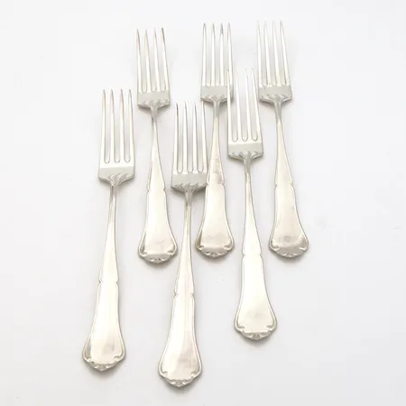 Kuusi ruokahaarukkaa, Chippendale, pituus 171mm, 830 Paino: 201,8 g