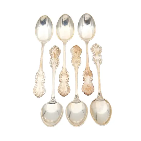 6 kahvilusikkaa, Romantiikka, pituus 117mm, kaiverrettu, 830, Paino: 80,2 g