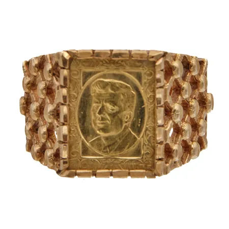 Kuvioitu kantasormus, koko 18, 585, Paino: 5,9 g