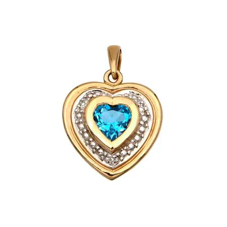 Sydänriipus kivellä ja timanteilla 3xn.0.005ct, korkeus 20mm, leveys 15mm, 585br, Paino: 2,2 g