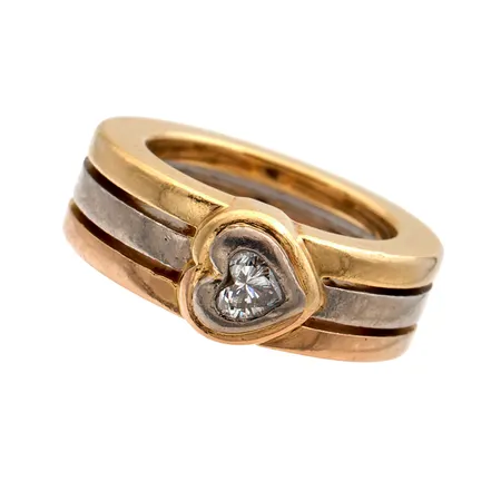 Timanttisormus 1xn.0.25ct, koko 16½, timantissa särö, käytön jälkiä, 750, Paino: 20,9 g