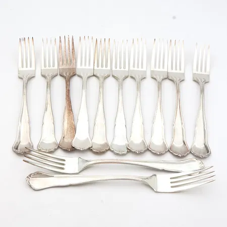 12 ruokalusikkaa, Chippendale, pituus 180mm, 830,  Paino: 480,8 g