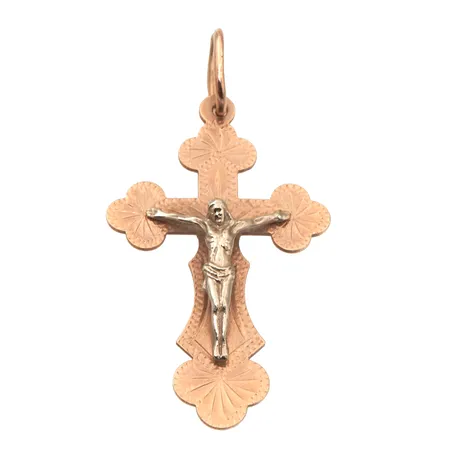 RIsti-riipus, korkeus 35mm, 585 valko- ja keltakulta,  Paino: 1,5 g