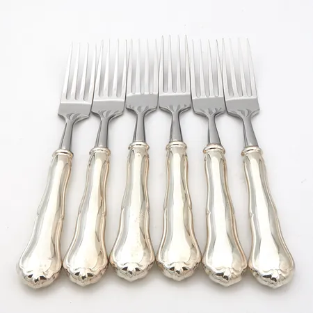 Kuusi ruokahaarukkaa, Chippendale, pituus 180mm, 830br, Paino: 254,5 g