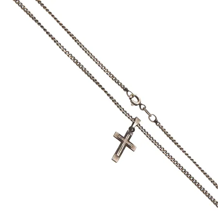 Panssariketju risti-riipuksella, ketjun pituus 51cm, riipkusen korkeus 25mm, 925,  Paino: 6,1 g