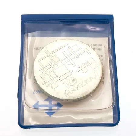 Juhlaraha, Suomen itsenäisyyden kunniaksi 1917-1967, nimellisarvo 10mk, 900, Paino: 23,9 g