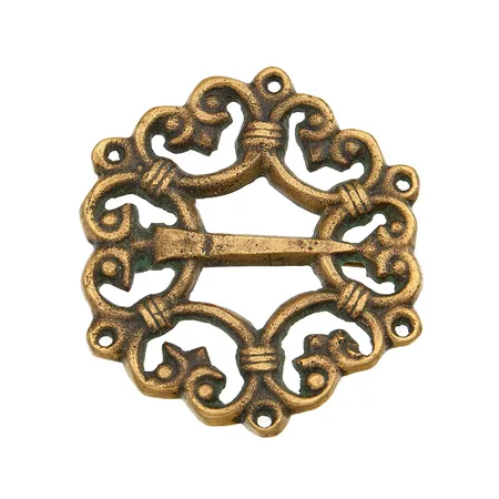 Solki Kalevala, Suotniemen solki, Ø 53mm, vanha Kalevala-leima, valmistettu 1937-1941, pronssia.