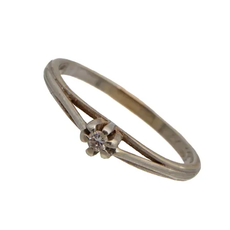 Timanttisormus, 1xn.0.02ct, koko 17, kaiverrettu, 585, Paino: 1,8 g