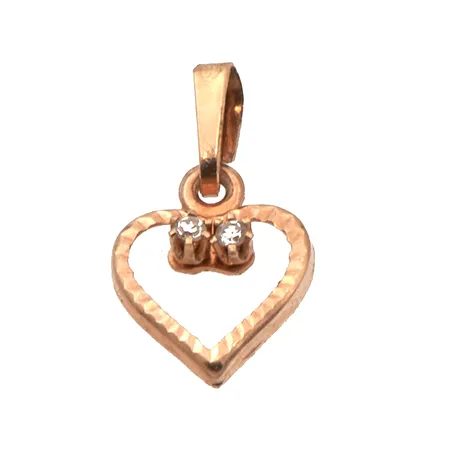 Sydän-riipus timanteilla 2xn.0.01ct, korkeus 14mm, 585, Paino: 0,3 g