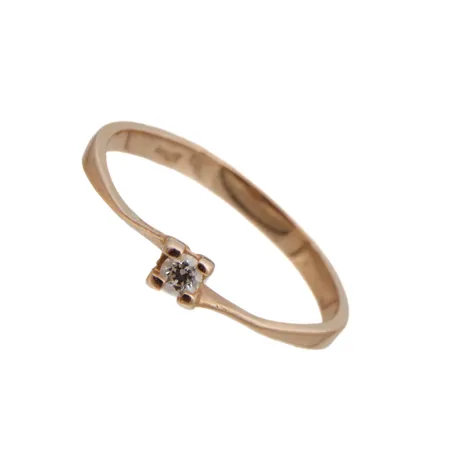 Timanttisormus, 1xn.0.04ct, koko 16½, runko hieman vääntynyt, 585, Paino: 1,2 g